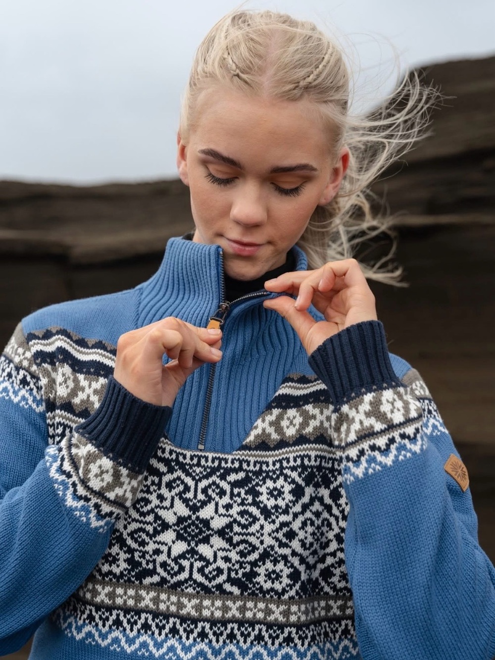 Icewear Iceland Gerde Blue Nordic Sweater 100% Cotton XXS Unisex Scandinavian